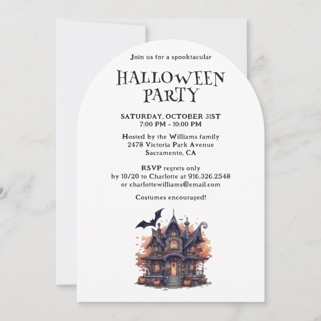 Haunted House Pumpkin Halloween Party Invitation (Front)