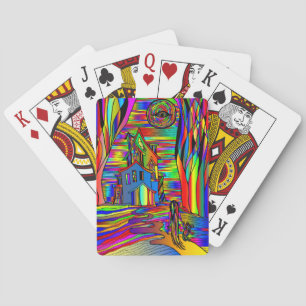 Haunted House Scary Abstract Colourful Stain Glass Playing Cards