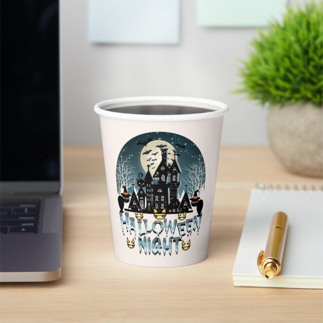Haunted House, Scary Halloween Night Adult  Paper  Cups (Insitu)