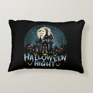 Haunted House, Scary Halloween Night Decorative Cushion