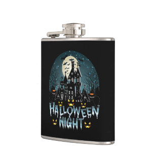 Haunted House, Scary Halloween Night Hip Flask