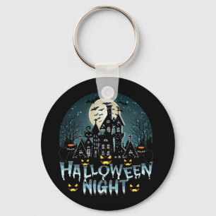 Haunted House, Scary Halloween Night Key Ring