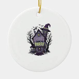 Haunted House Shirt Cute Spooky Party Halloween De Ceramic Ornament