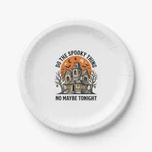 Haunted House Shirt Spooky Vintage Halloween Desig Paper Plate