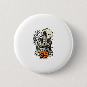 Haunted House Shirt Vintage Engraving Halloween De 6 Cm Round Badge