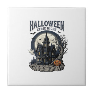 Haunted House Shirt Vintage Engraving Spooky Seaso Ceramic Tile