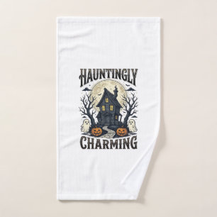 Haunted House Shirt Vintage Halloween Cottage Desi Hand Towel