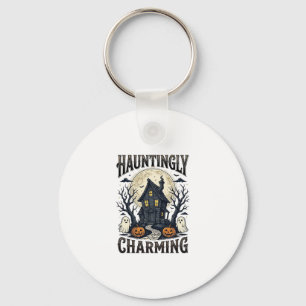 Haunted House Shirt Vintage Halloween Cottage Desi Key Ring