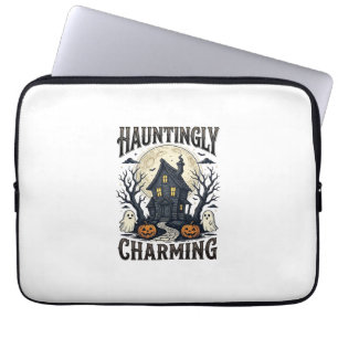 Haunted House Shirt Vintage Halloween Cottage Desi Laptop Sleeve