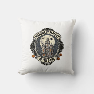 Haunted House Shirt Vintage Halloween Moon Witch D Cushion