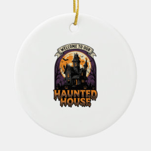 Haunted House Shirt Vintage Halloween Welcome Desi Ceramic Ornament