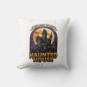 Haunted House Shirt Vintage Halloween Welcome Desi Cushion