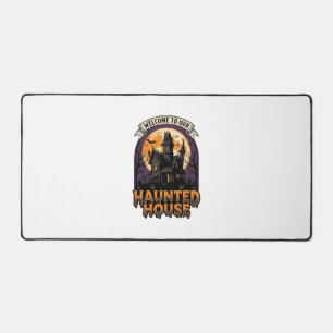 Haunted House Shirt Vintage Halloween Welcome Desi Desk Mat