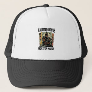 Haunted House Shirt Vintage Monster Manor Design Trucker Hat
