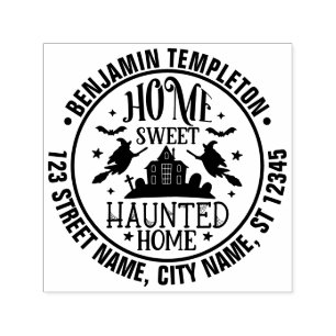 Haunted House Spider Webs Witches Name Address Self-inking Stamp