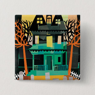 Haunted House Spooks 15 Cm Square Badge