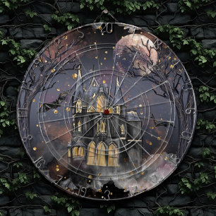 Haunted House Spooky Full Moon Tree and Bats Dartboard