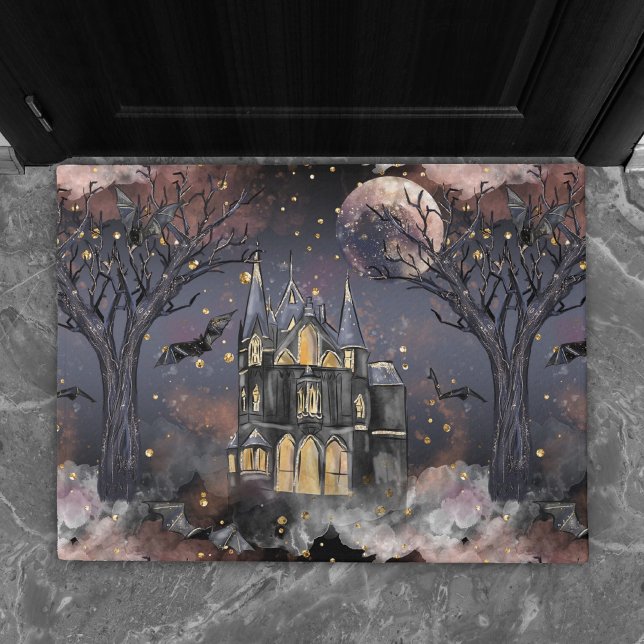Haunted House | Spooky Full Moon Tree and Bats Doormat (Creator Uploaded)