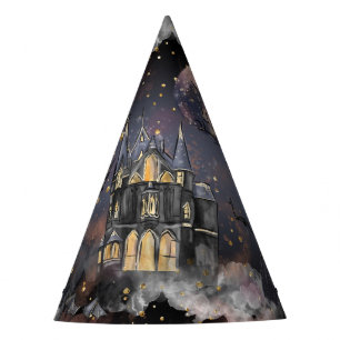 Haunted House   Spooky Full Moon Tree and Bats Party Hat