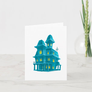Haunted House Spooky Halloween Ghost Mansion Card
