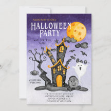 Haunted House Spooky Indigo Sky Halloween Party