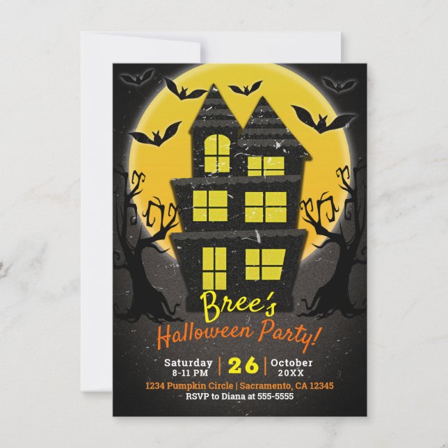 Haunted House & Spooky Trees Halloween Party  Invitation (Front)