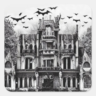 Haunted House Square Sticker
