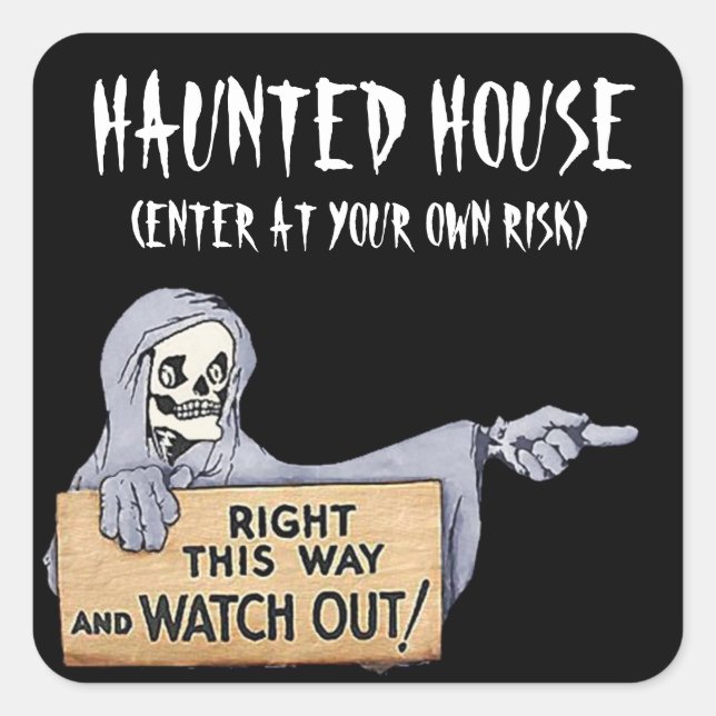 Haunted House Square Sticker (Front)
