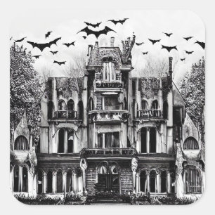 Haunted House Square Sticker