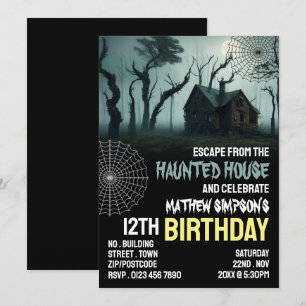 Haunted House Theme, Escape Room, Birthday Party Invitation