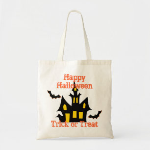 haunted house trick or treat halloween tote bag