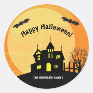Haunted house trick or treat stickers