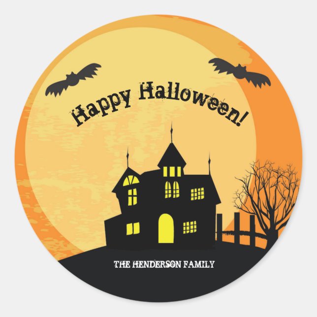 Haunted house trick or treat stickers (Front)