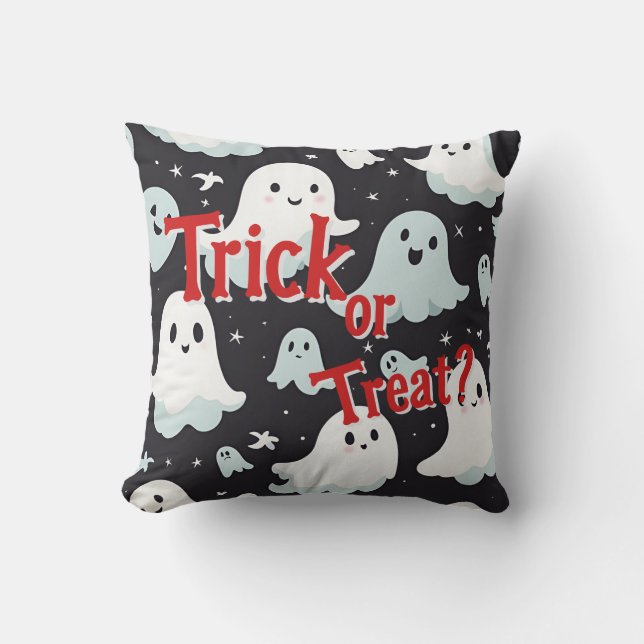 Haunted House Trick Treat Halloween Cushion (Front)