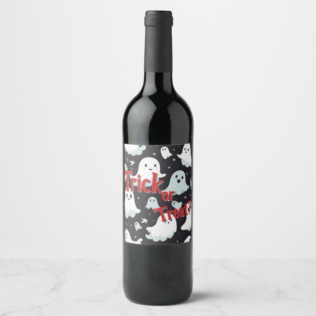 Haunted House Trick Treat Halloween Wine Label (Front)