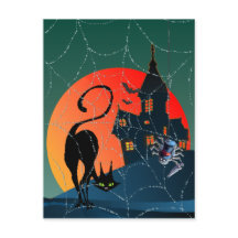 HAUNTED HOUSE, WEB & CAT by SHARON SHARPE