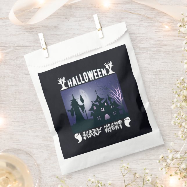 Haunted House Witch Ghost Happy Halloween Favour Bag (Clipped)
