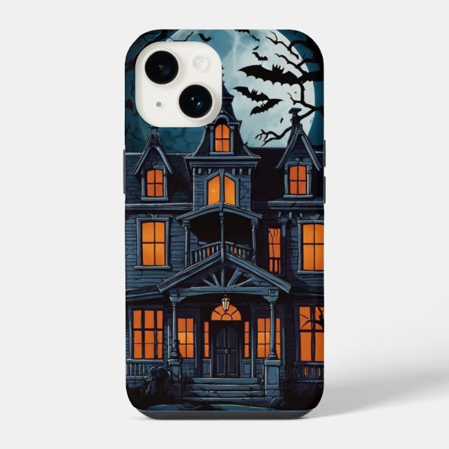 Haunted House with Bats iPhone Case (Back)