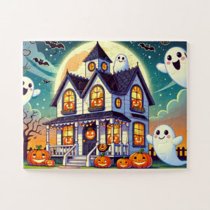 Haunted House with friendly ghosts Jigsaw Puzzle