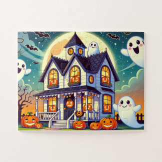 Haunted House with friendly ghosts Jigsaw Puzzle