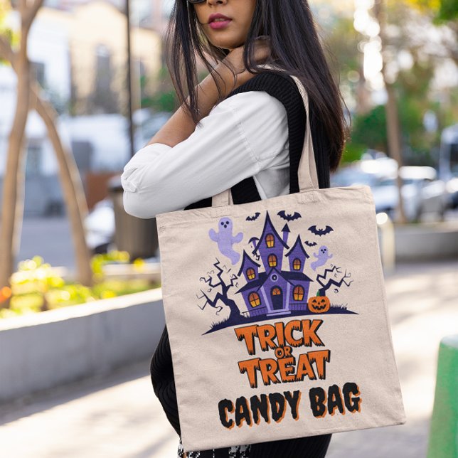 Haunted house with ghosts and bats tote bag (Creator Uploaded)