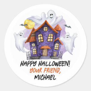Haunted House with Ghosts Halloween Stickers
