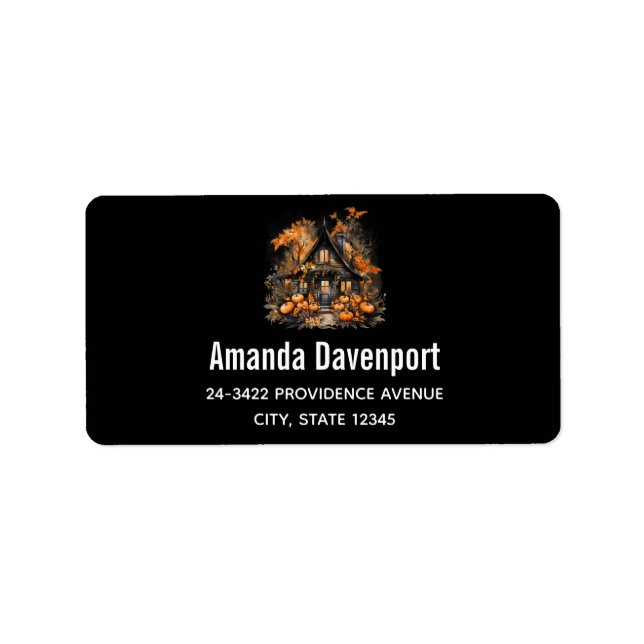 Haunted House with Pumpkins Halloween Black Label (Front)