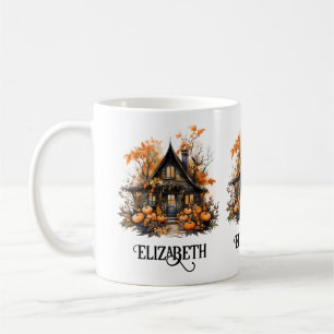 Haunted House with Pumpkins Halloween Coffee Mug