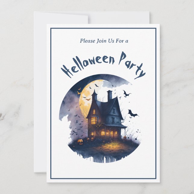 Haunted Houses Halloween Invitation (Front)