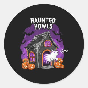Haunted Howls Halloweencostume Spooky Dog Ghost Classic Round Sticker