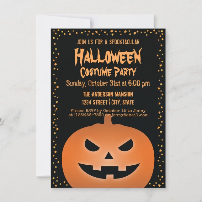 Haunted Jack O Lantern Pumpkin Halloween Party Invitation (Front)