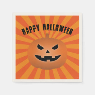 Haunted Jack O Lantern Pumpkin Halloween Party Napkin