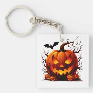 Haunted Jack O Lantern With Glowing Eyes 🎃 Key Ring
