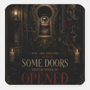 Haunted Keyhole Eye Gothic Halloween Horror Square Sticker